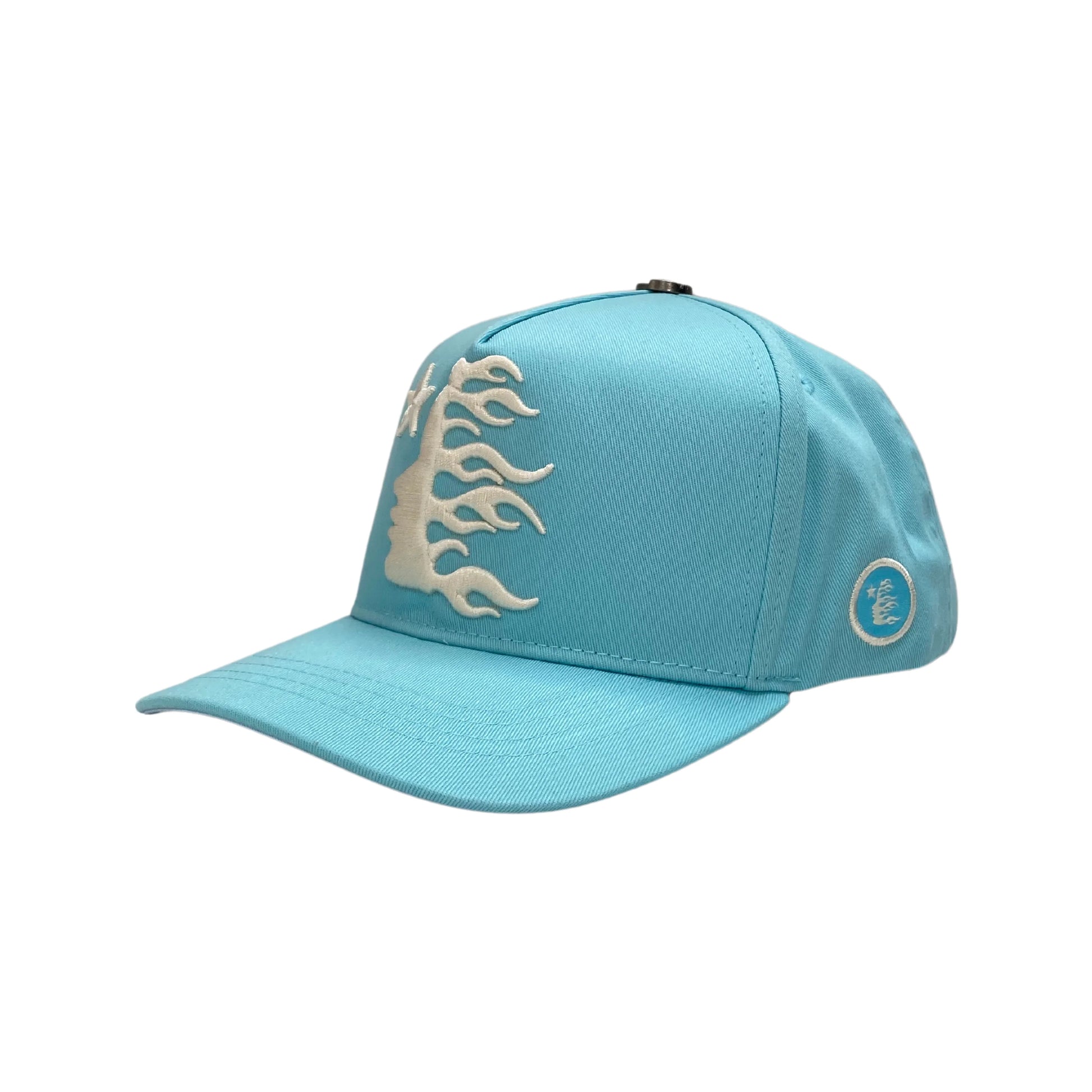Hellstar Baby Blue Snapback Hat Side View
