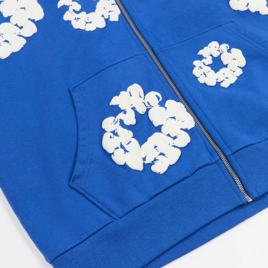 Denim Tears Blue Cotton Wreath Zip Hoodie