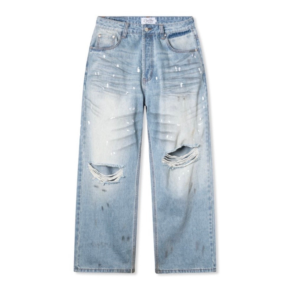 We Are Righteous Blue Dirty Denim Pants