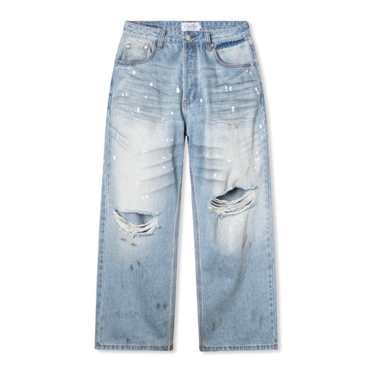 We Are Righteous Blue Dirty Denim Pants
