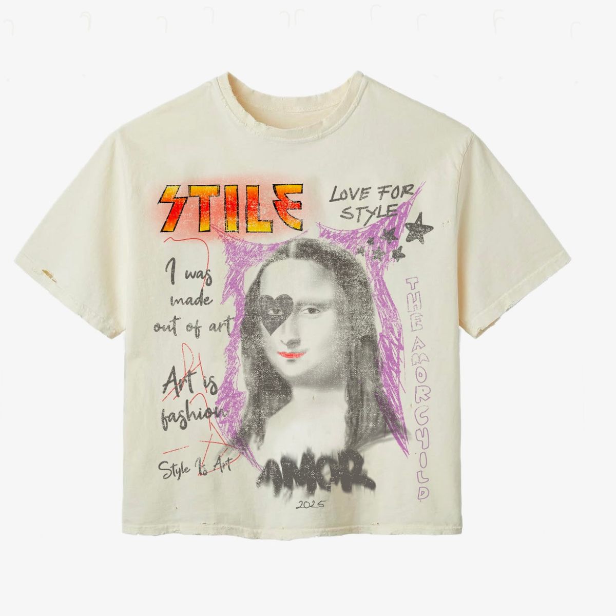 Stile De Amor Cream Mona Lisa T-Shirt