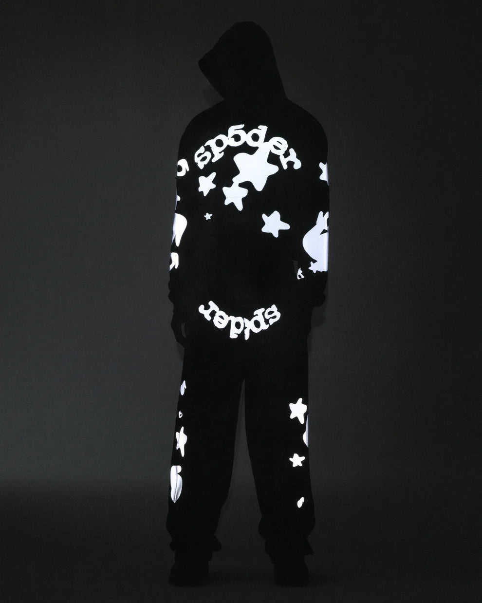 Sp5der Black Reflective Beluga Hoodie