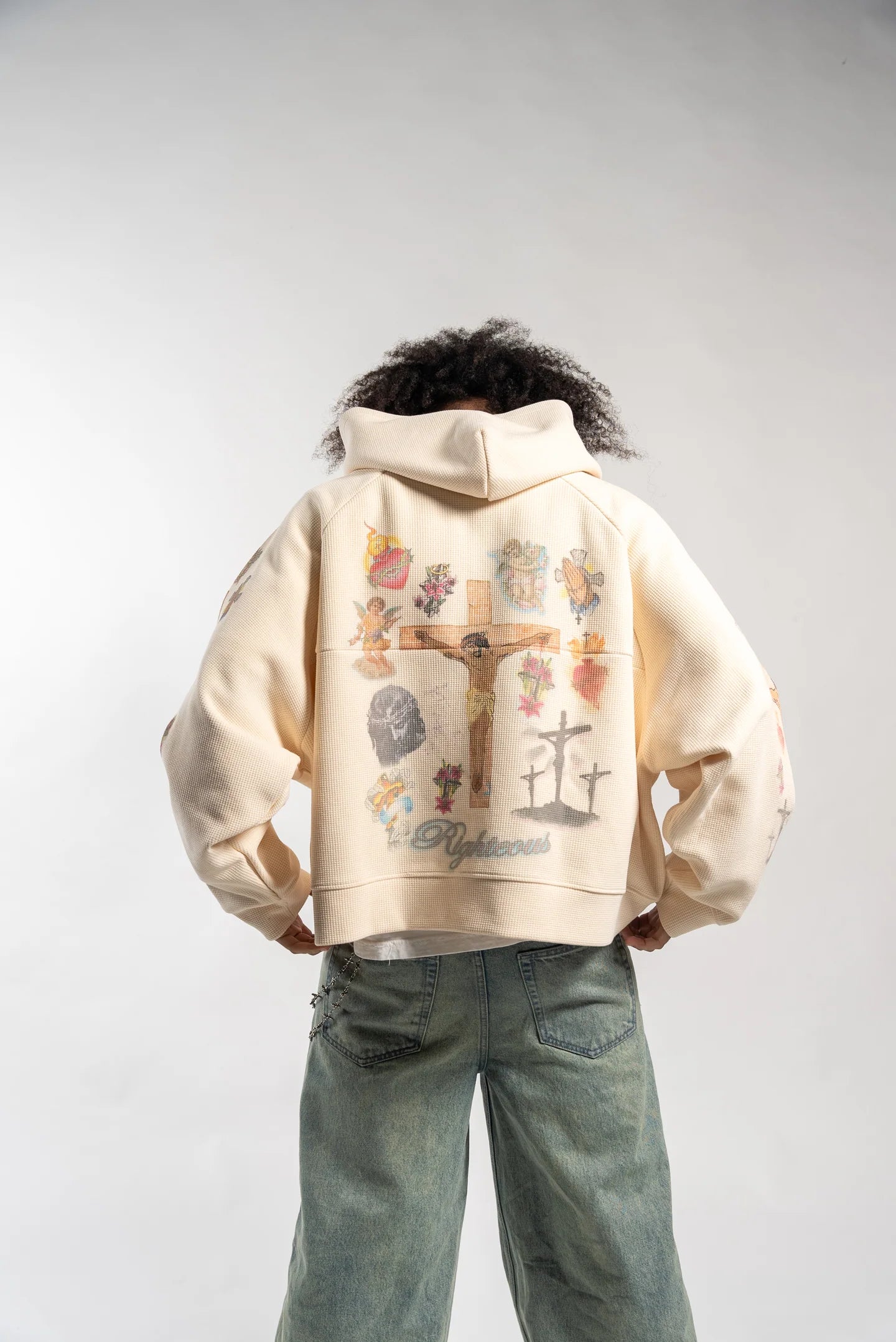 We Are Righteous Cream Ultimate Sacrifice Thermal Zip Hoodie