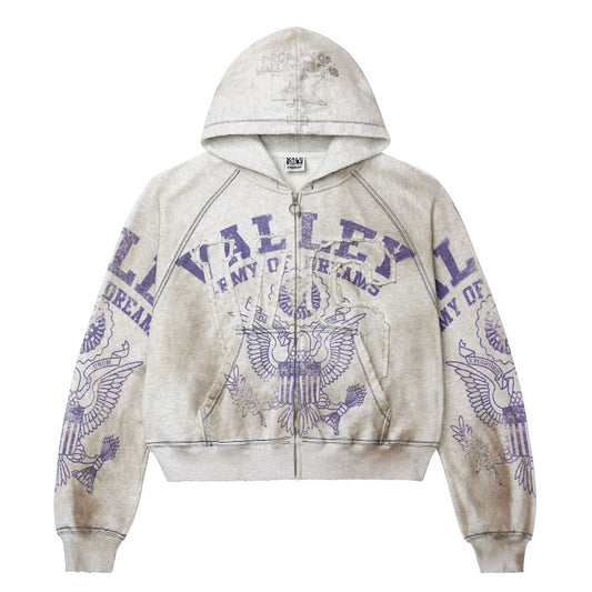 Vale Grey Army Zip Hoodie