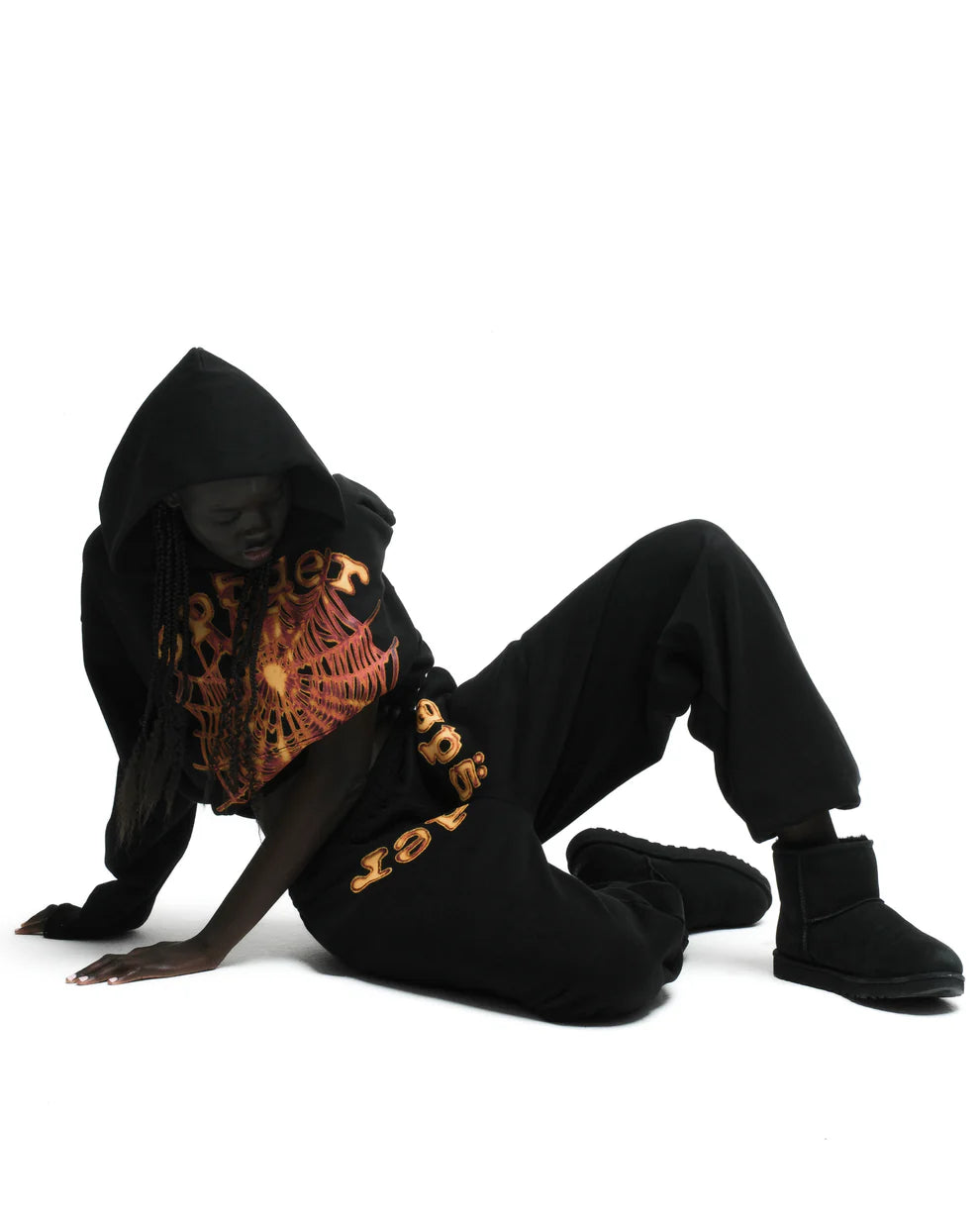 Sp5der Black Orange OG Web V2 Sweatpants