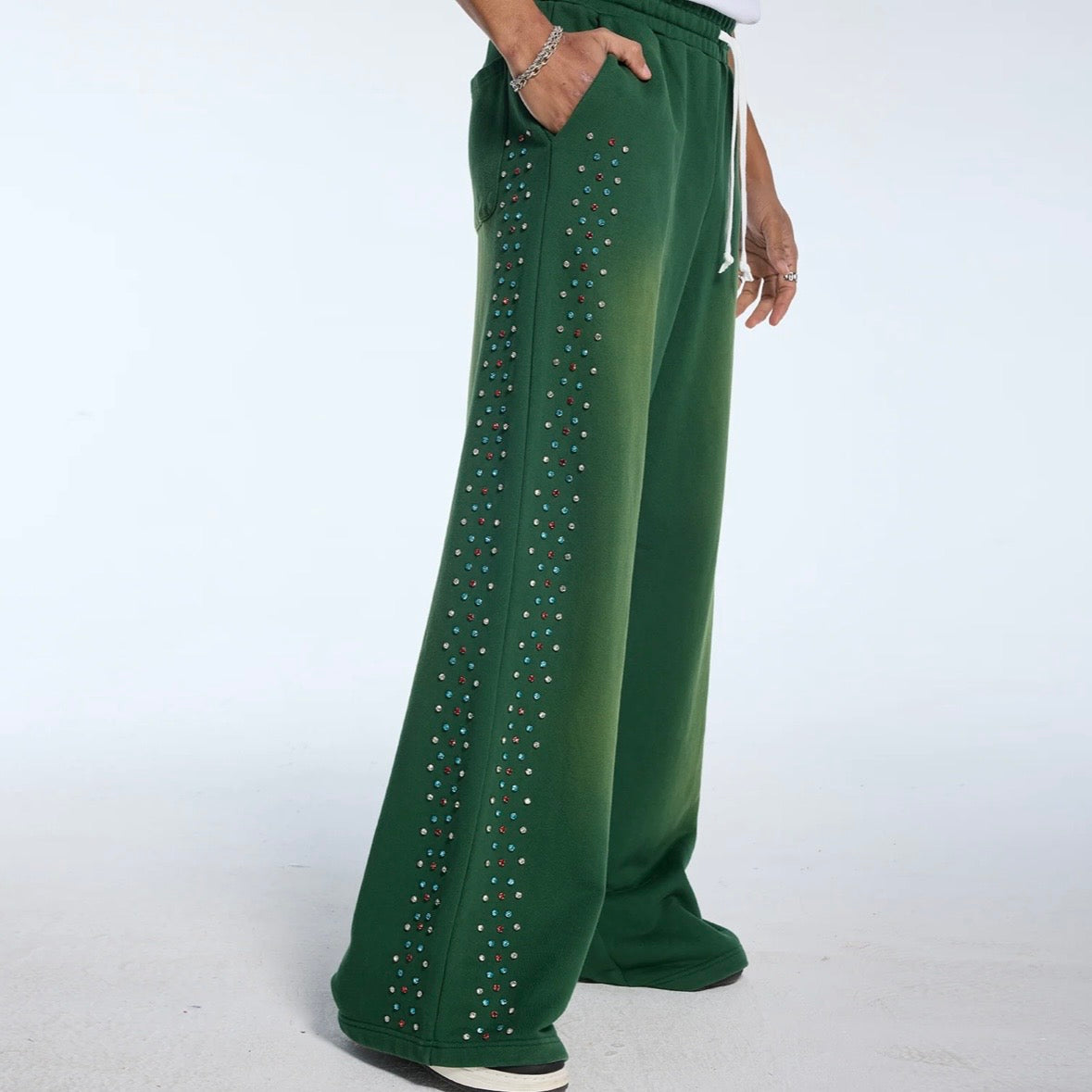 AZVA Green Hidden Crystal Sweatpants