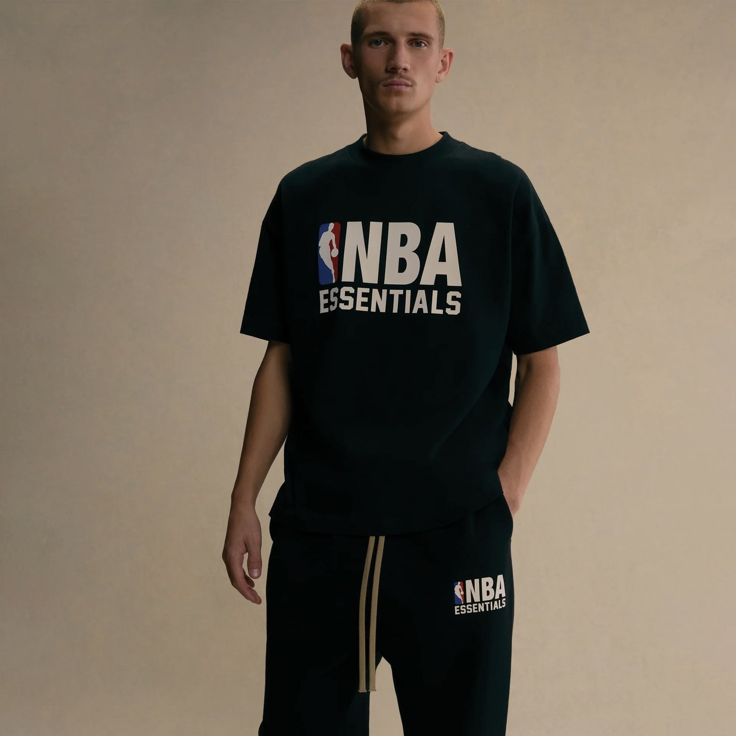 Fear of God Essentials NBA Black T-Shirt on Body