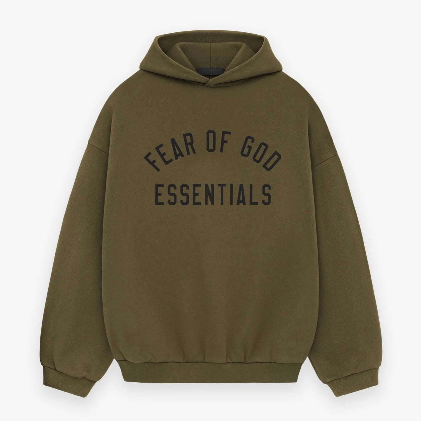 Fear of God Essentials Olive Fleece Hoodie Front