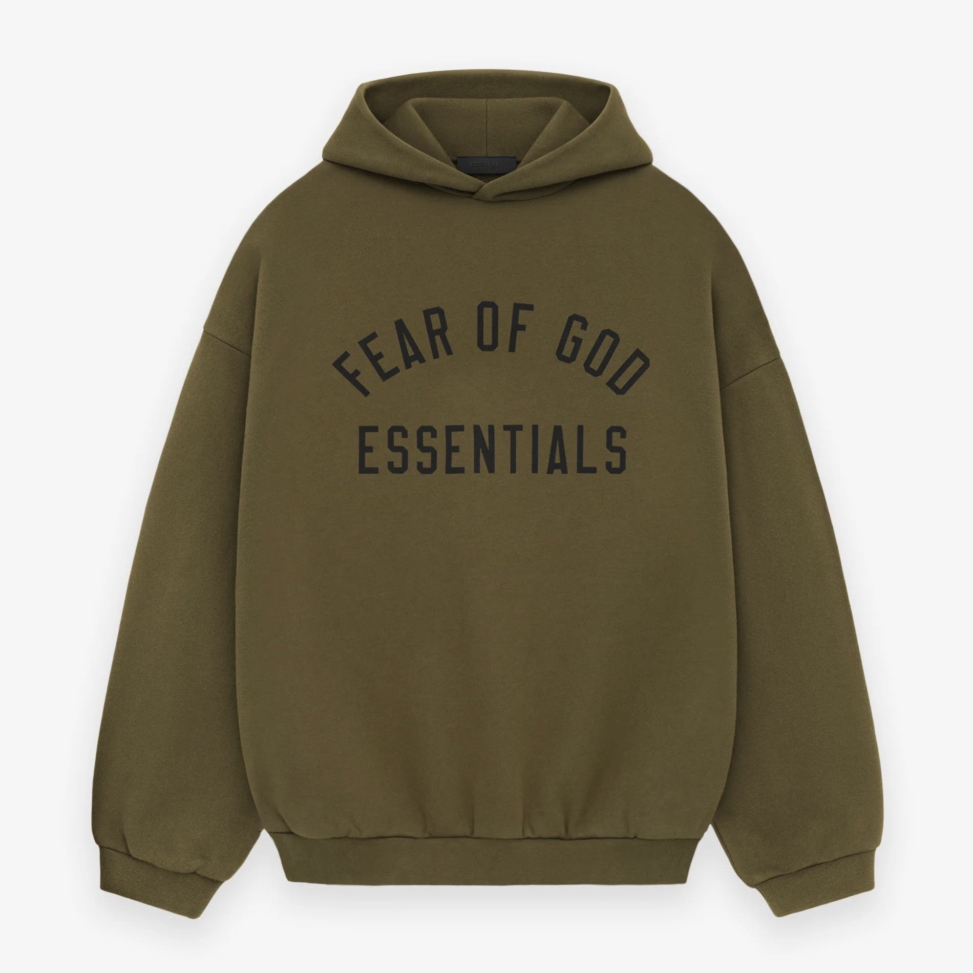 Fear of God Essentials Olive Fleece Hoodie Front