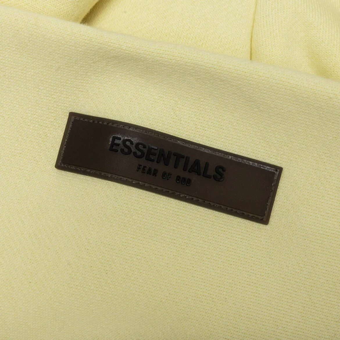 Fear of God Essentials Canary Hoodie Close Up 2