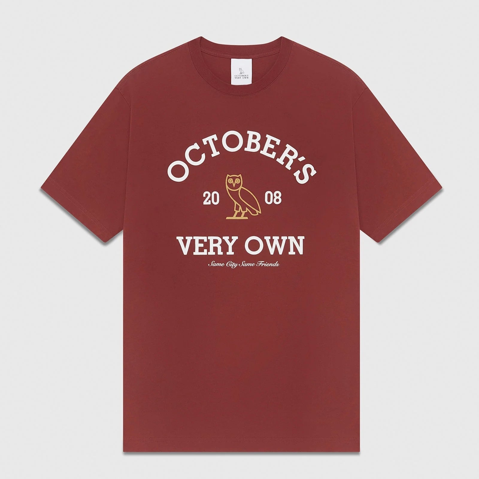 OVO Burgundy Collegiate T-Shirt Front View