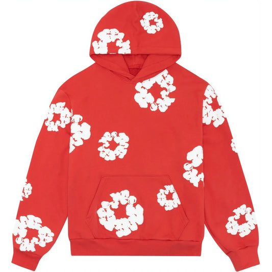 Denim Tears Red Cotton Wreath Hoodie Front View