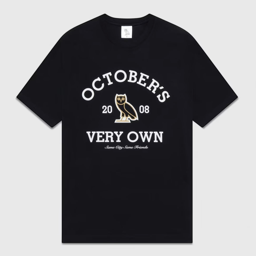 OVO Black Collegiate T-Shirt Front View