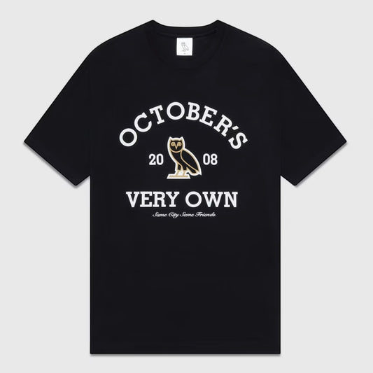 OVO Black Collegiate T-Shirt Front View