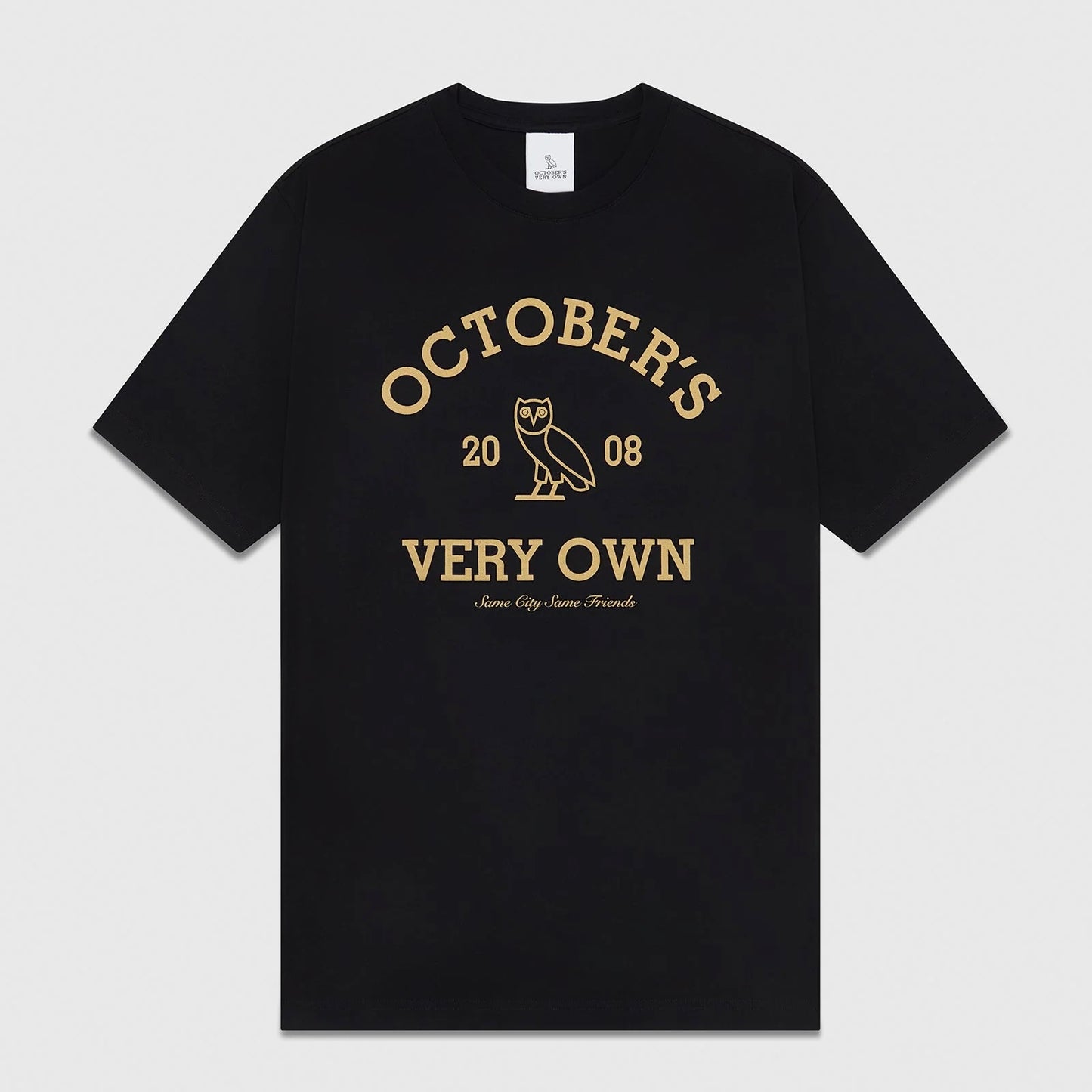 OVO Black Gold Collegiate T-Shirt Front View