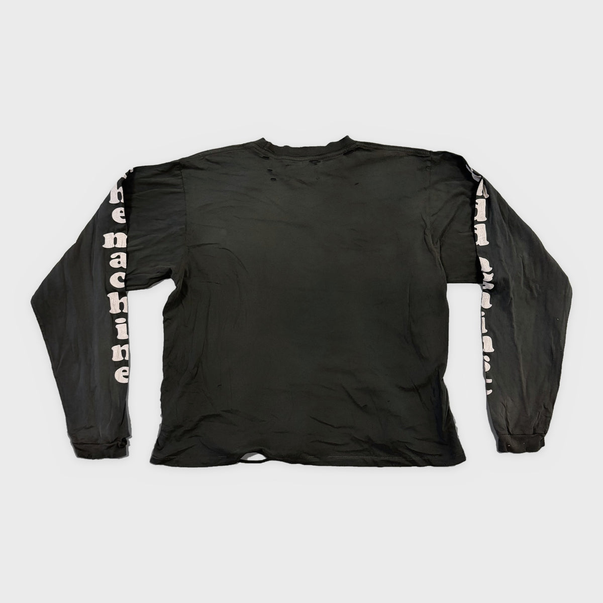 HMDD Black Chim Against The Machine Long Sleeve, back with white The Machine lettering down both sleeves