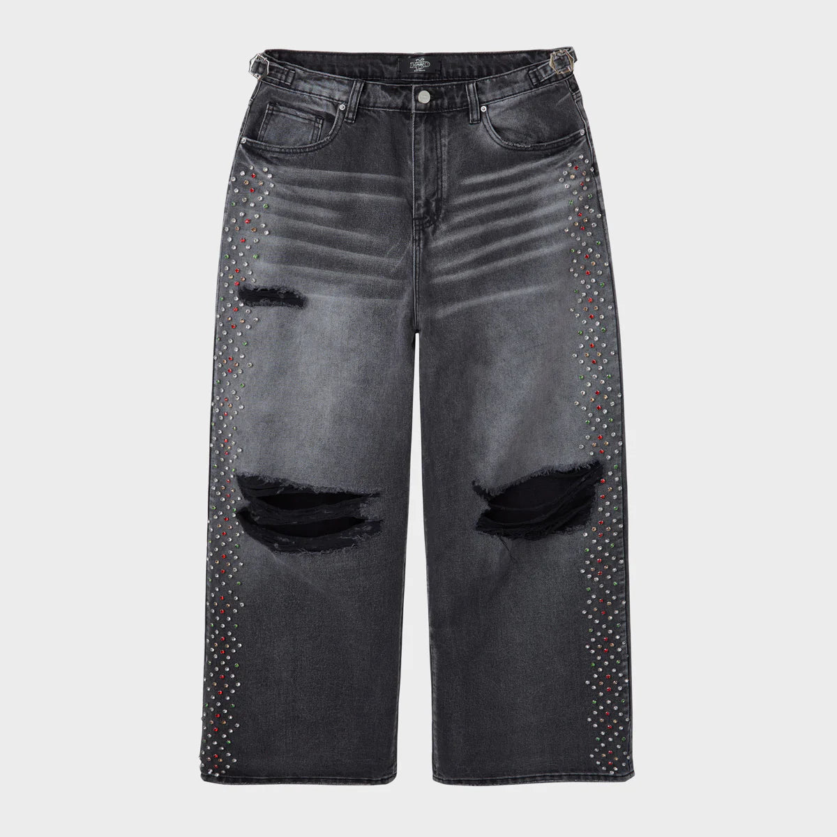 HMDD Black Crystal H-Star Baggy Denim Front