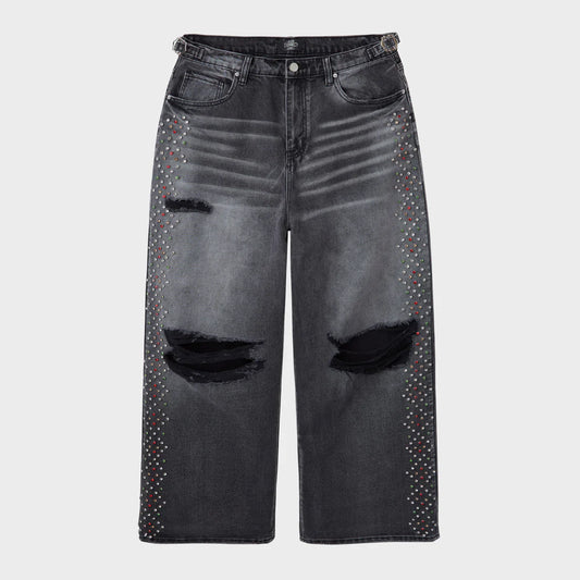 HMDD Black Crystal H-Star Baggy Denim Front