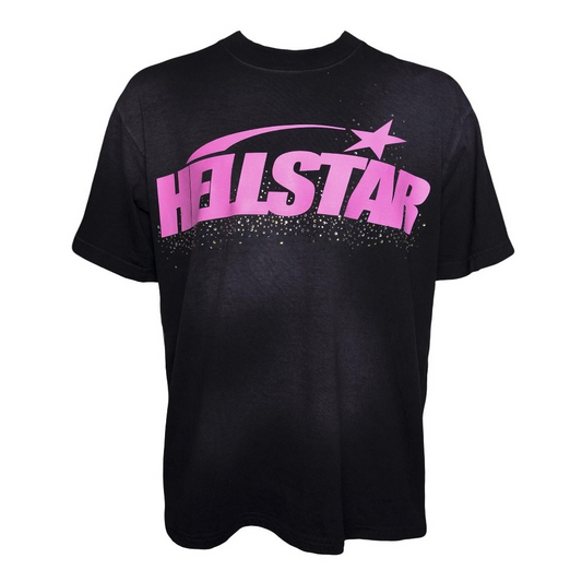 Hellstar Black Pink Classic Rhinestone T-Shirt Front