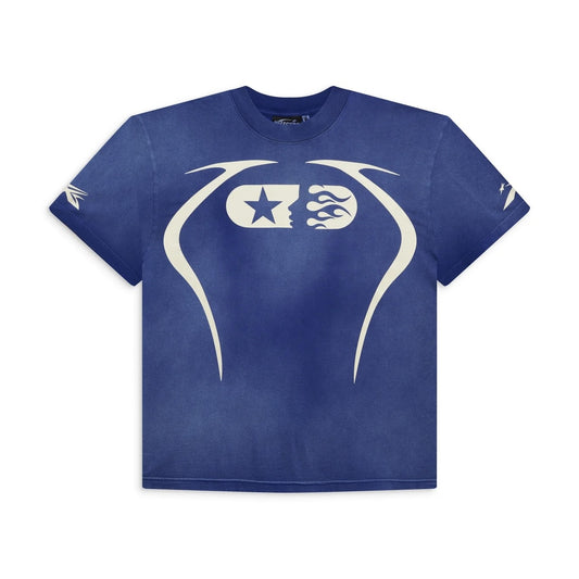 Hellstar Blue Warm Up T-Shirt Front