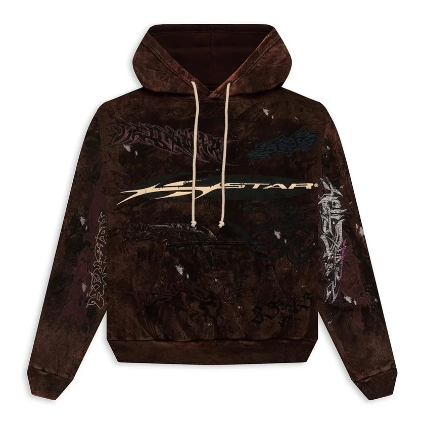 Hellstar Brown Graffiti Hoodie Front