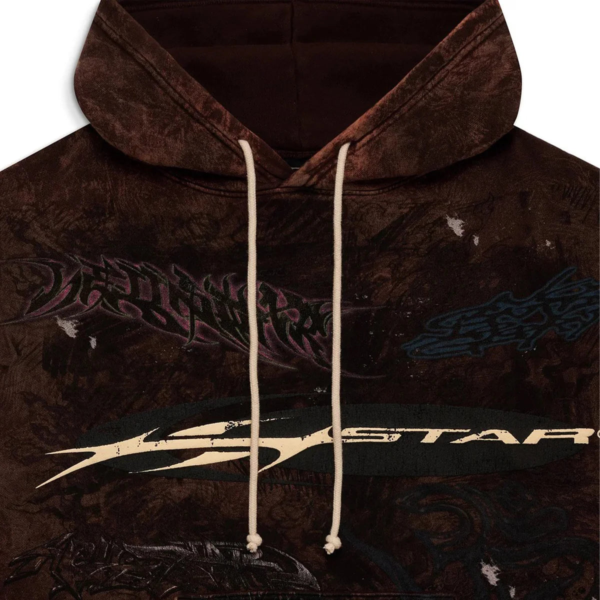 Hellstar Brown Graffiti Hoodie Close