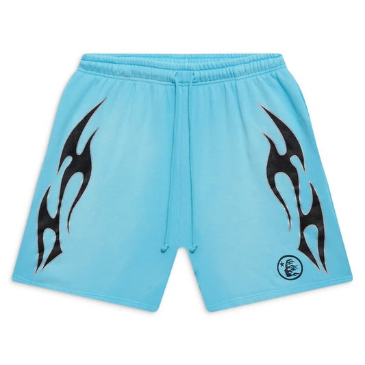 Hellstar Studios Blue Flame Shorts Front