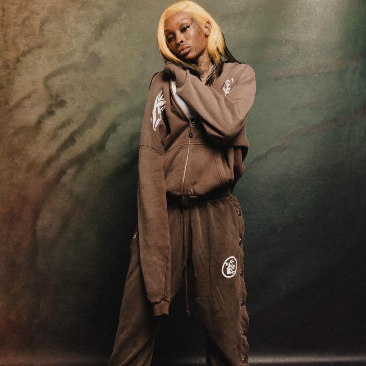 Hellstar Brown HS Logo Zip Hoodie