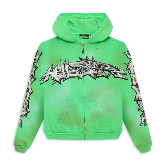 Hellstar Green Graffiti Zip Hoodie