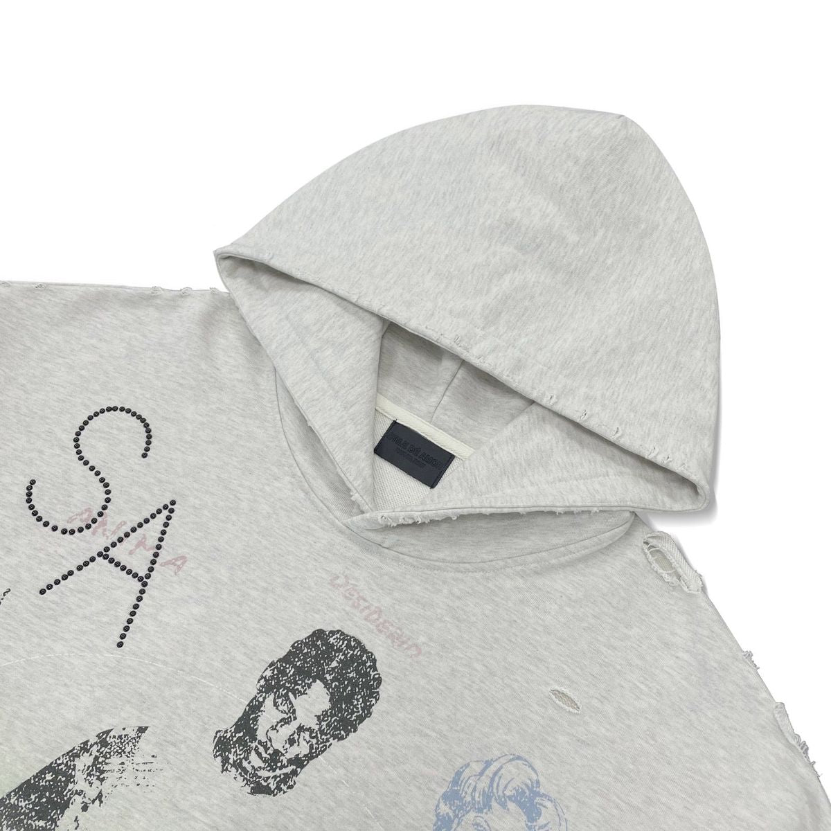Close-up of the hood and rhinestone SA on the Stile De Amor Animato Hoodie