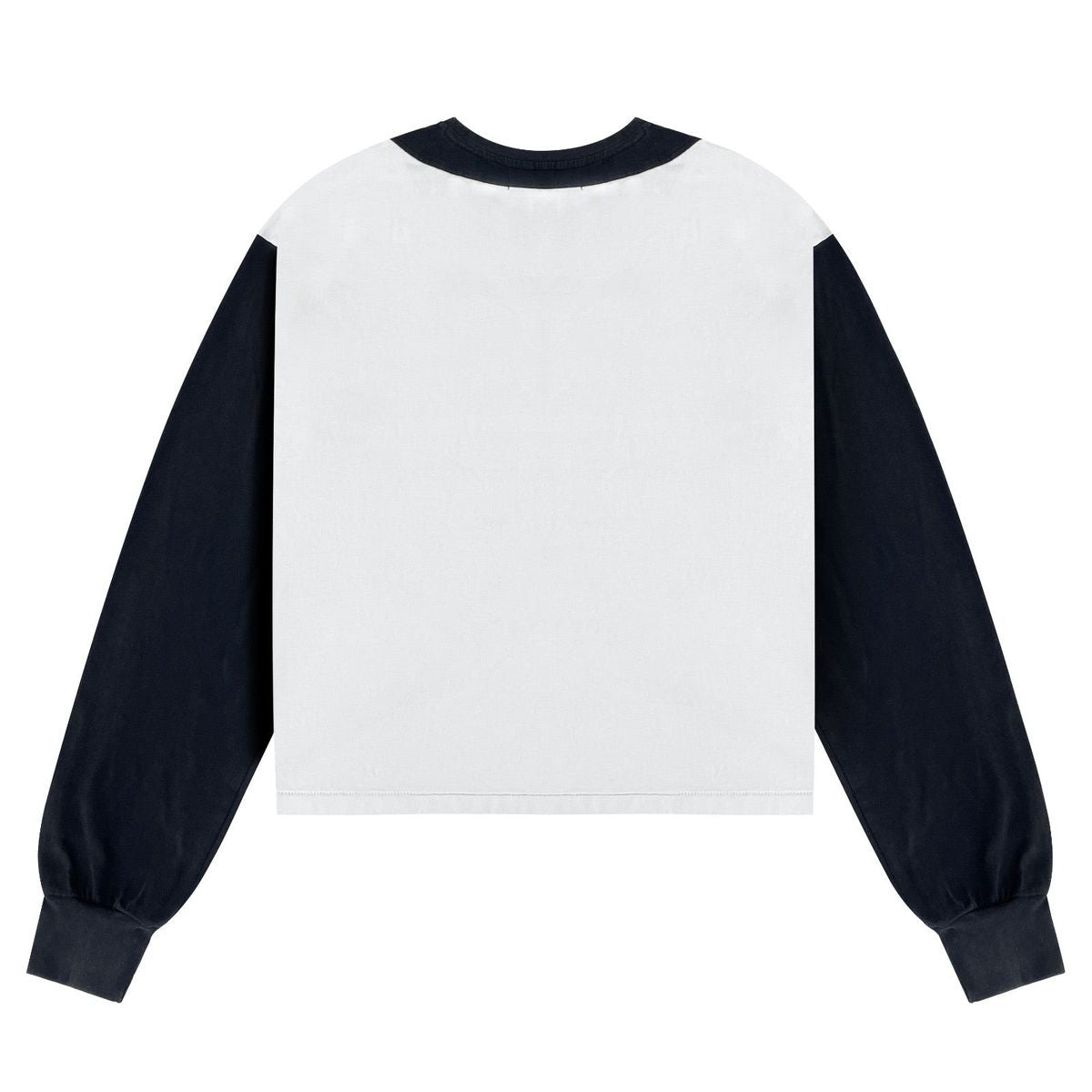 Back of the Stile De Amor Biocolore V2 Long Sleeve with white body and black sleeves