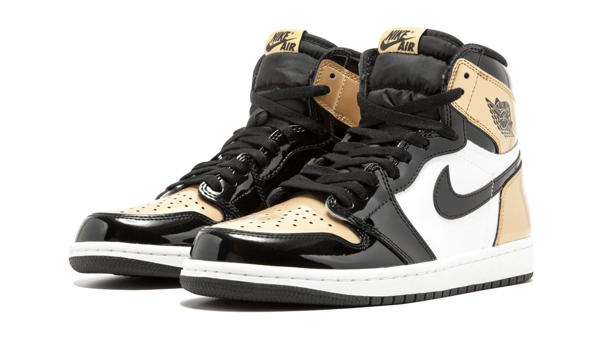 Jordan 1 High Gold Toe Patent Front