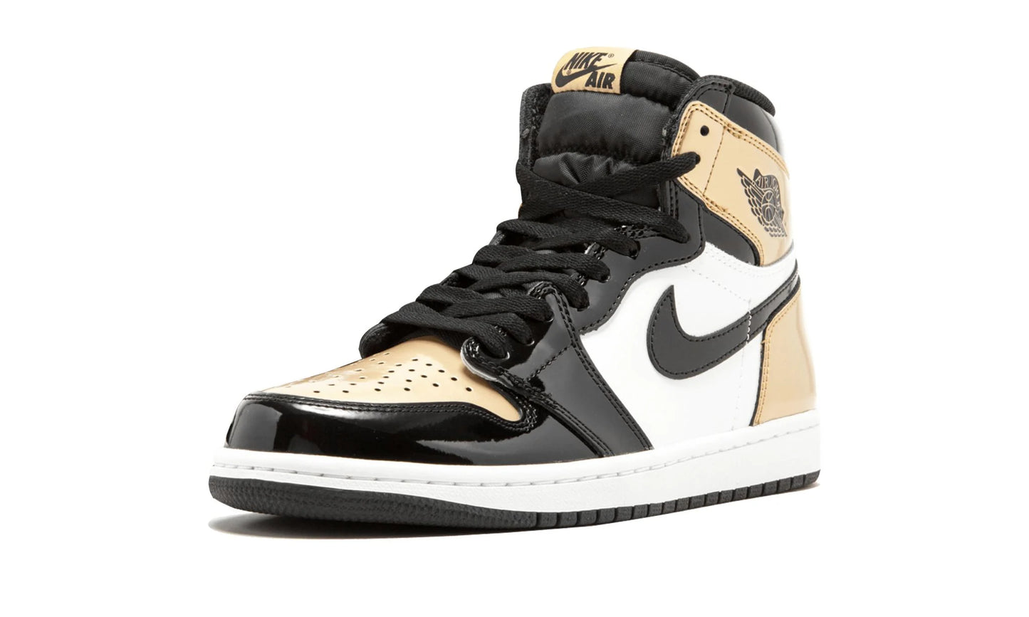 Jordan 1 High Gold Toe Patent Front Left