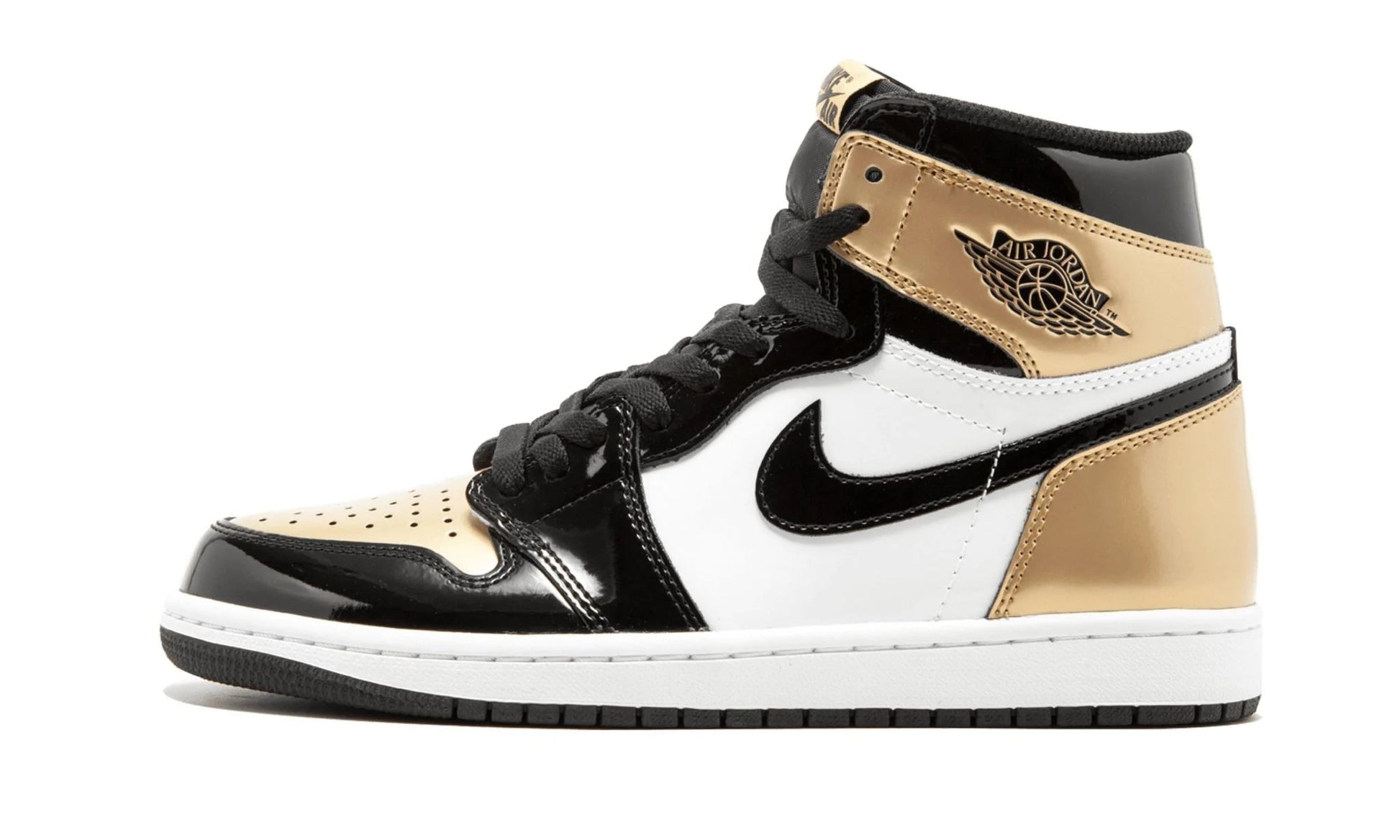 Jordan 1 High Gold Toe Patent Side