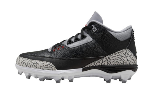 Jordan 3 Mid TD Black Cement Football Cleats