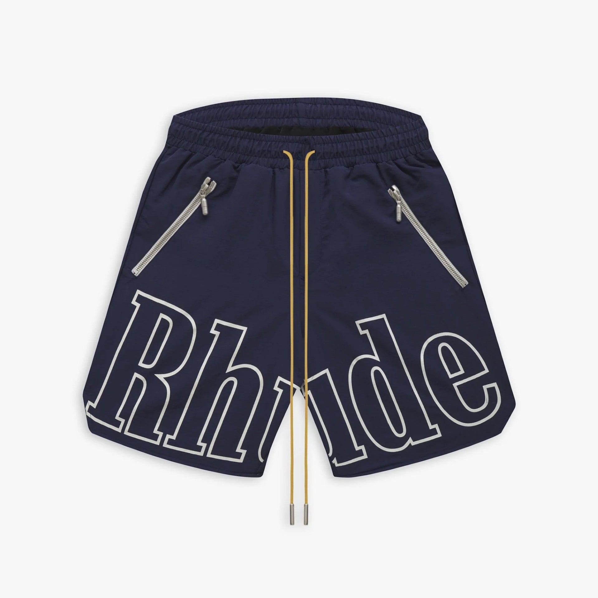 Rhude Navy RH Logo Shorts Front