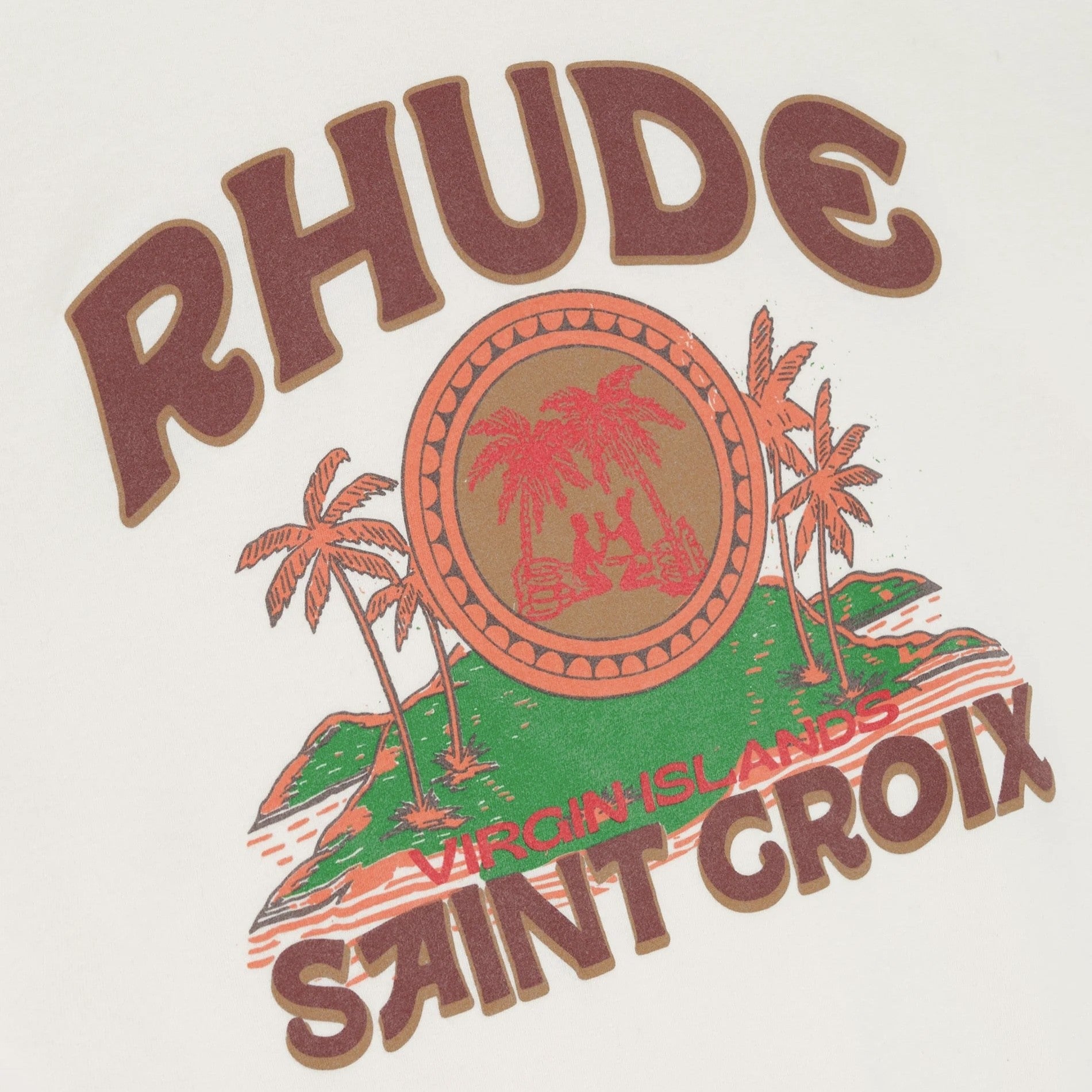 Rhude Vintage White Saint Croix T-Shirt Close