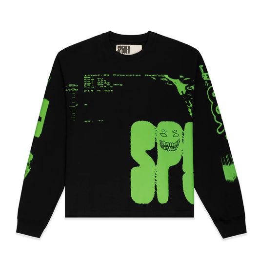 Sp5der Black Green X-Ray Long Sleeve Shirt Front