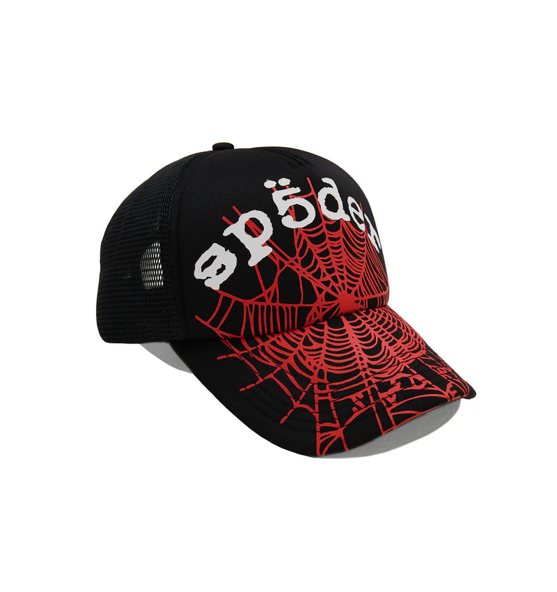 Sp5der Black Red OG Web V2 Trucker Hat Side