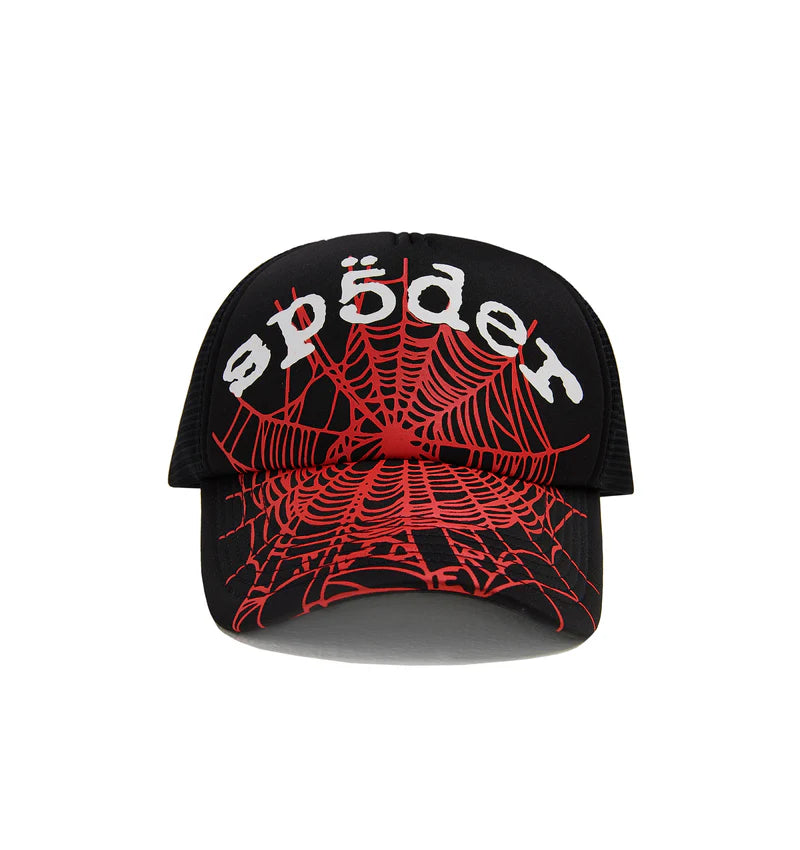 Sp5der Black Red OG Web V2 Trucker Hat