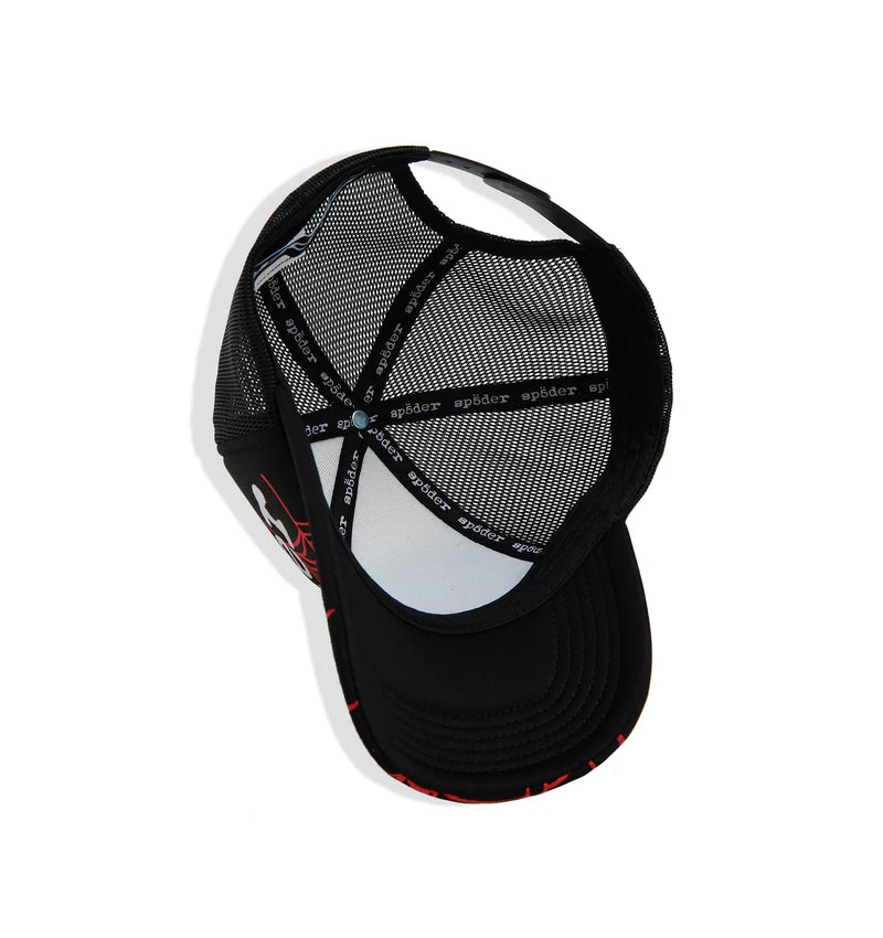 Sp5der Black Red OG Web V2 Trucker Hat