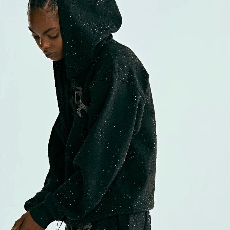 Sp5der Black VVS Hoodie On Body 5