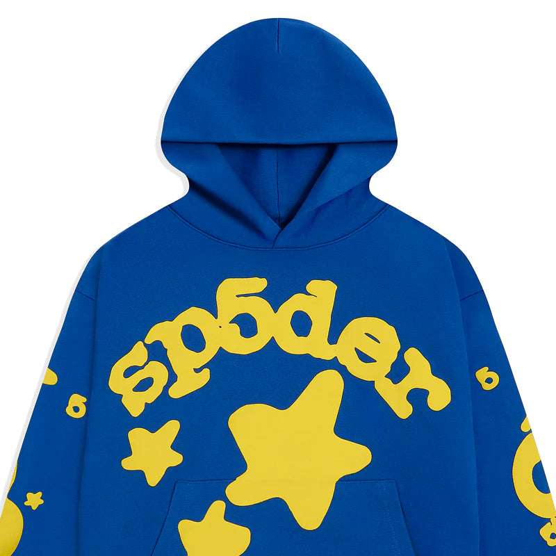 Sp5der Blue Gold Beluga Hoodie Hood