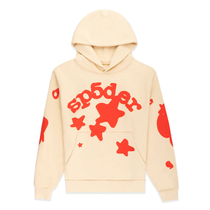 Sp5der Cream Red Beluga Hoodie Front