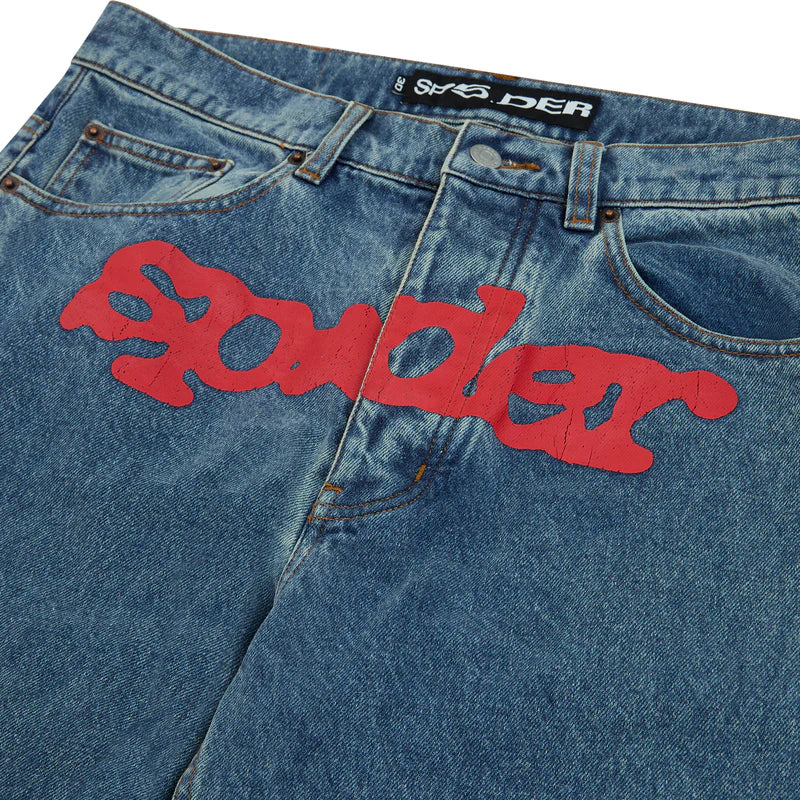 Sp5der Light Wash Denim V3 Indigo Logo