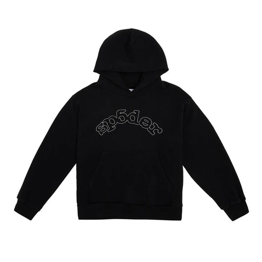 Sp5der OG Logo Black Hoodie Front