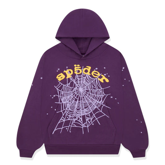 Sp5der Purple Gold OG Web V2 Hoodie