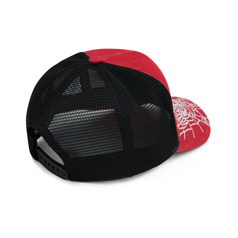 Sp5der Red Denim OG Web V2 Trucker Hat Back