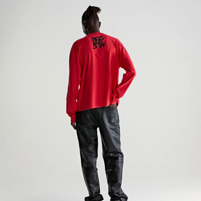 Sp5der Red Main Label Long Sleeve On Body 4