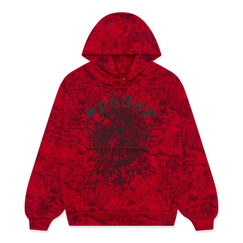 Sp5der Red OG Tree Camo Hoodie Front